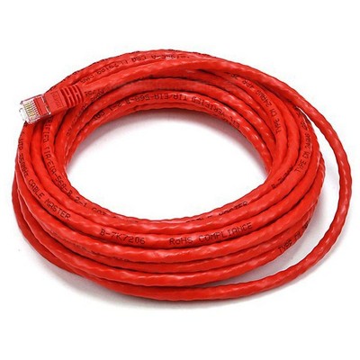 Monoprice Cat6 Ethernet Patch Cable - 25Feet - Red | Network Internet Cord - RJ45, Stranded, 550Mhz, UTP, Pure Bare Copper Wire, Crossover, 24AWG
