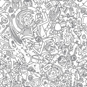 RoomMates Rick and Morty Doodle Kids' Peel and Stick Wallpaper - 1 of 4
