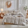 Grid Queen Duvet Cover Set - Taupe Plaid Washed Microfiber, 3 - Piece Reversible Bedding - 2 of 4