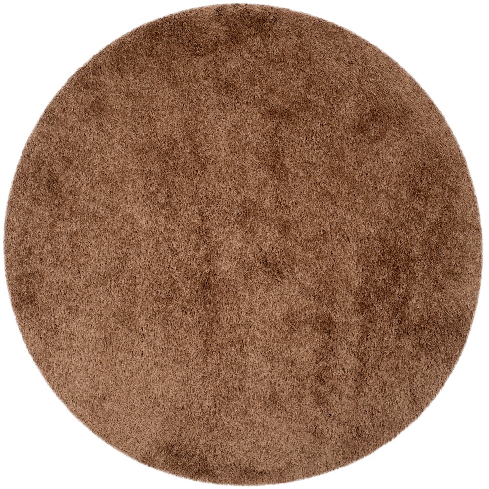 6' Round Solid Tufted Area Rug Dark Brown - Safavieh