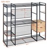 TIRAMISUBEST Open Wardrobe with Hanging Rails - Mobile Storage Cabinet with Locking Wheels & Adjustable Shelf | Modern Closet Organizer - 3 of 4