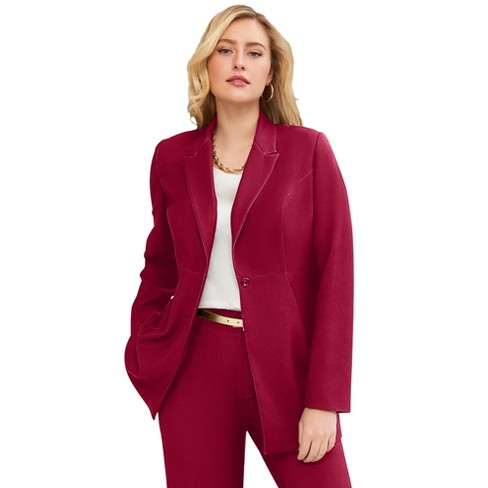 Agnes Orinda Women's Plus Size Winter Velvet Blazer Button Lapel