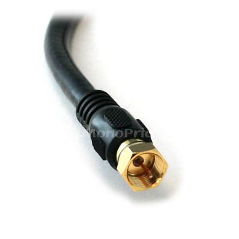 Monoprice Video Cable - 6 Feet - Black | RG6 Quad Shield CL2 Coaxial Cable with F Type Connector, 2 of 3