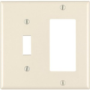 Leviton Decora 2-Gang Thermoset Single Toggle/Rocker Wall Plate, Light Almond - 1 of 1
