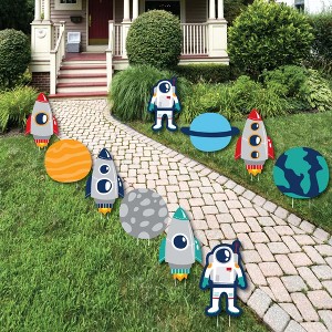 Big Dot of Happiness Blast Off to Outer Space - Astronaut Lawn Decor - Outdoor Rocket Ship Baby Shower or Birthday Party Yard Decorations - 10 Piece - 1 of 4