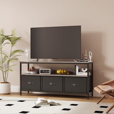 GustoWave Dresser TV Stand with 3 Fabric Drawer, Media Console for 55 Inch TV,  TV Console Table with Storage, Entertainment Center with Open Shelf