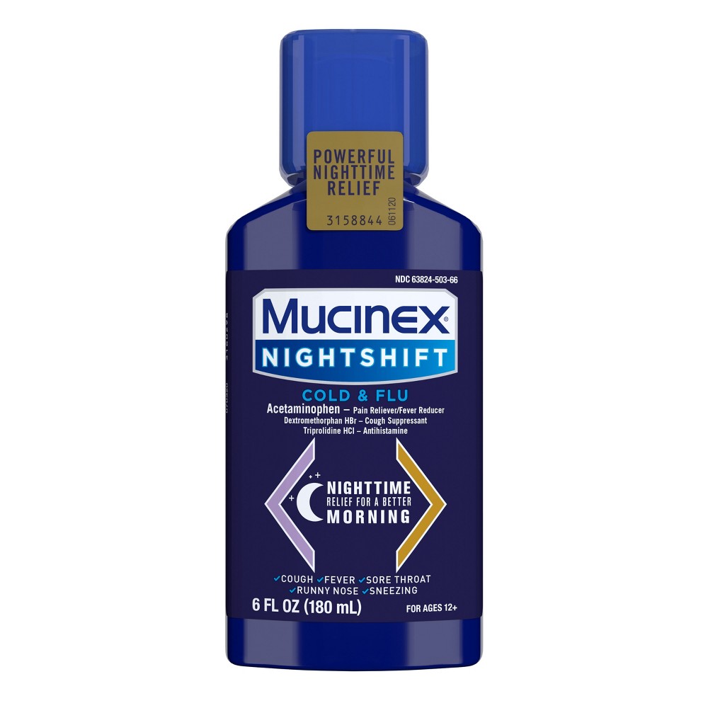 Mucinex Nightshift Cold and Flu / SOLUTION. Exp 3 2025