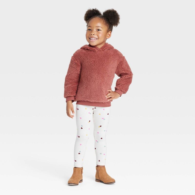 Grayson Collective Toddler Girls' Faux Shearling Hoodie - Maroon, 3 of 4