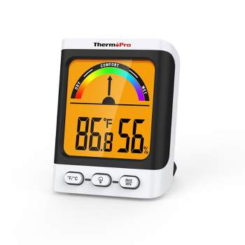 ThermoPro TP52W Digital Hygrometer Indoor Thermometer Temperature and Humidity Gauge Monitor Room Thermometer with Backlight LCD Display in Black