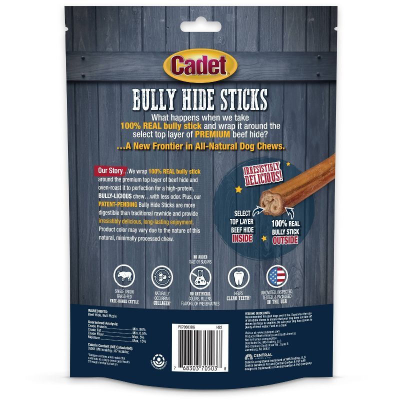 Cadet Bully Hide Sticks Beef Flavor Rawhide Dog Treats - S - 4.98oz/7ct, 3 of 7