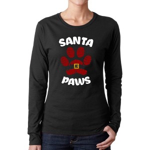 LA Pop Art Santa Paws - Women's Word Art Long Sleeve T-Shirt - 1 of 4