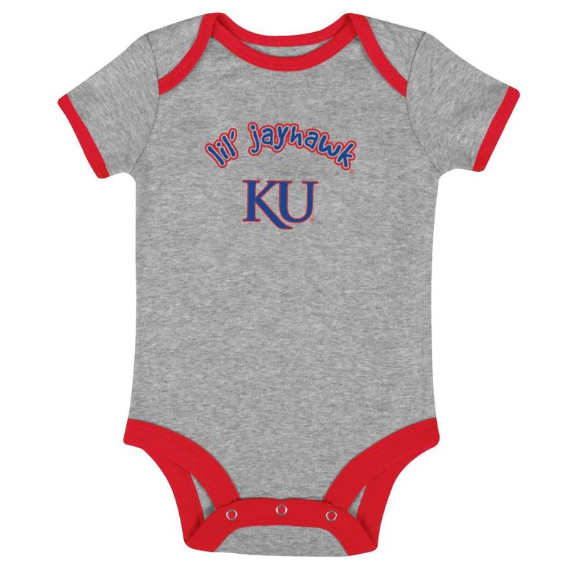 NCAA Kansas Jayhawks Infant Boys&#39; Short Sleeve 3pk Bodysuit Set, 4 of 5