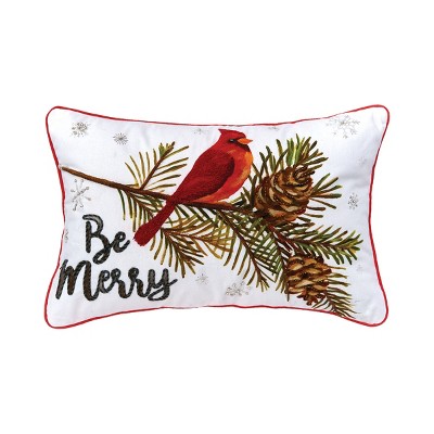 C&F Home 14" x 22" Be Merry Cardinal Printed and Embroidered Christmas Throw Pillow