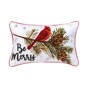 C&F Home 14" x 22" Be Merry Cardinal Printed and Embroidered Christmas Throw Pillow - 1 of 4