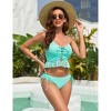 Women's Sexy Bikini Set Color Block Lace Up 2 Piece Bathing Suit Tie Side Swimsuit - 2 of 4