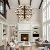 Baoure Black Farmhouse Candle Chandelier Round Rustic Modern Light Fixture High Ceiling Chandeliers 90 Light 59in for Living Room Dining Room Foyer - 2 of 4