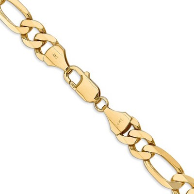 Black Bow Jewelry Men's 8.75mm, 14k Yellow Gold, Flat Figaro Chain Bracelet