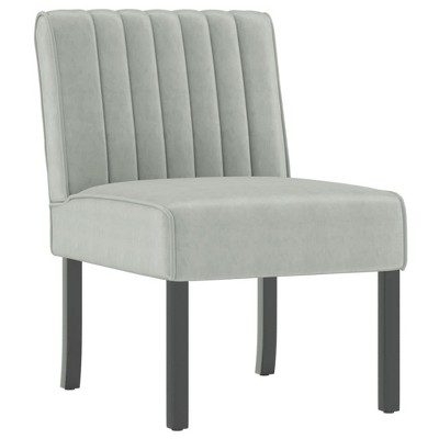vidaXL Velvet Slipper Chair in Light Gray - Compact, Comfortable Seating Solution with Natural Wood Legs, Supportive Backrest