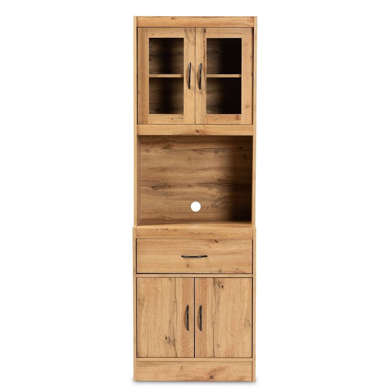 Laurana Wood Kitchen Cabinet and Hutch Oak Brown - Baxton Studio, 4 of 10