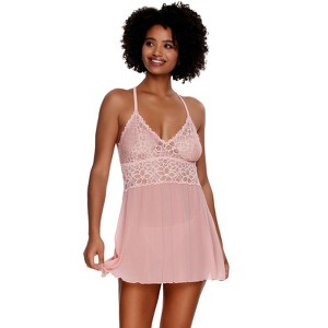 Jezebel by Felina Women's Renee Lace & Mesh Babydoll Chemise - 1 of 2