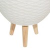 Set of 2 Textured Fiberclay Planter with Wood Base White - Olivia & May: Ceramic Indoor with Stand, No Drainage Holes - 4 of 4