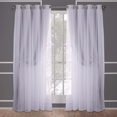 Cloud Grey Layered Blackout and Sheer Grommet Curtain Panels