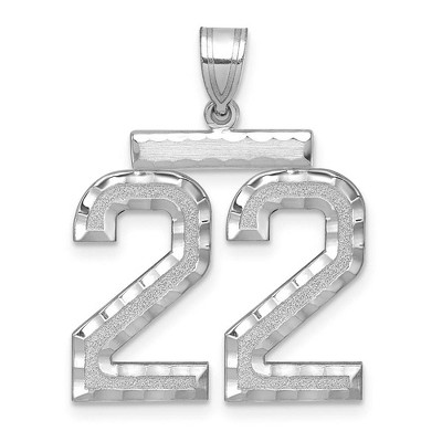Black Bow Jewelry 14k White Gold, Varsity Collection, Large D/C Pendant, Number 22