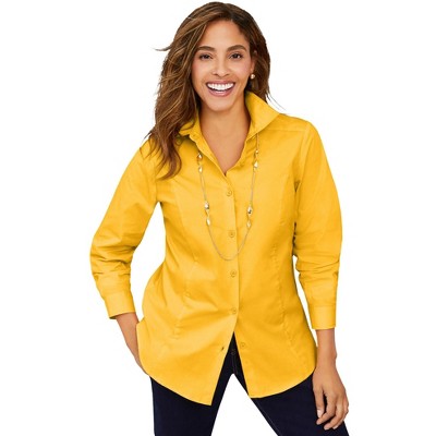 Jessica London Women's Plus Size Wrinkle-Free Stretch Poplin Shirt