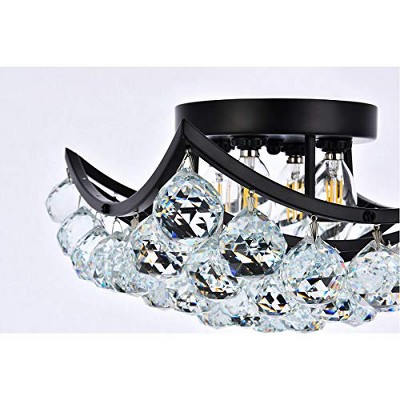 Corona 12-Inch Black and Crystal Flush Mount Light