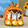 Collections Etc LED Lighted Hand-Painted Harvest Pumpkin Cats Decoration - 2 of 2