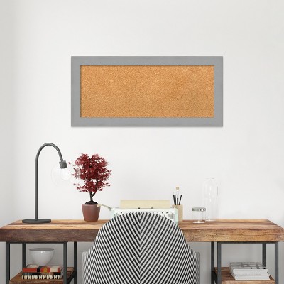 Brushed Nickel Framed Natural Cork Bulletin Board 36"