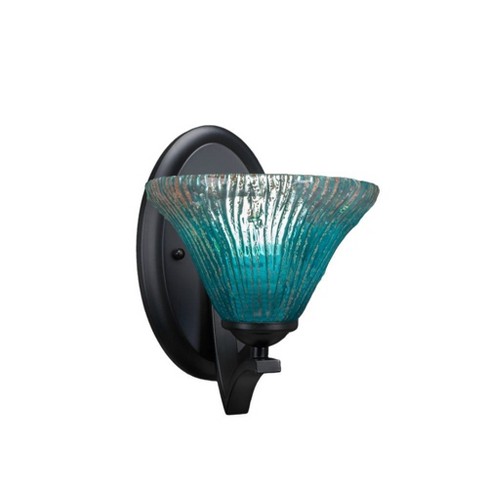 Toltec Lighting Zilo 1 - Light Sconce in  Matte Black with 7" Teal Crystal Shade - image 1 of 1