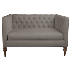 Tufted Settee in Linen Gray - Skyline Furniture