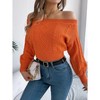 Womens Sweater Tops Off Shoulder Long Sleeve Knit Pullover Sweater Orange S - 2 of 4