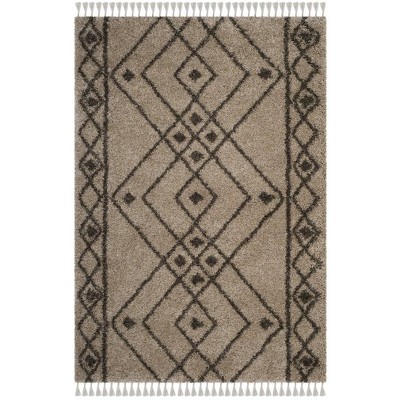 Moroccan Fringe Shag 200 MFG248 Power Loomed Area Rug Mushroom / Grey 5'-3" X 7'-6" - Safavieh.