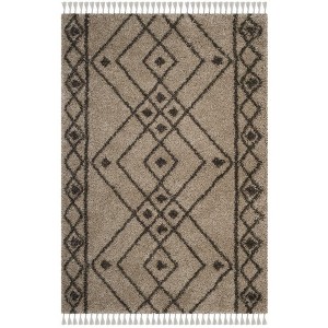 Moroccan Fringe Shag 200 MFG248 Power Loomed Area Rug Mushroom / Grey 5'-3" X 7'-6" - Safavieh. - 1 of 4