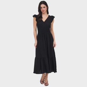 August Sky Women's V-Neck Short Sleeve Midi Dress - 1 of 4