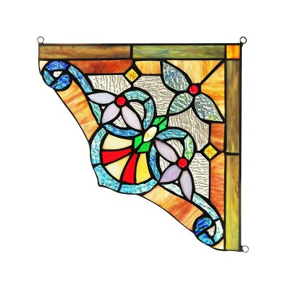 Anelisa Victorian Tiffany-Glass Abstract Window Panel with Copper Foil