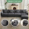 3-Seater Sectional Sofa with Footstool, Deep Corduroy Sofa, Double Cushions, Plush Back and Armrest Pillows, Comfortable Cloud Sofa for Living Room - 3 of 4