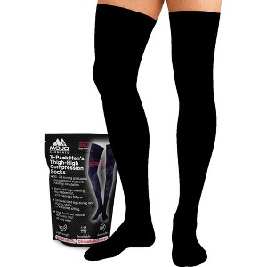 Mojo Men’s 20–30mmHg Graduated Compression Socks, Thigh High, 3-Pack – Medical Support, Circulation, Varicose Veins & Swelling Relief, M2017-3 - 1 of 4