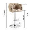 Kumasinova Adjustable Counter Height Bar Stools Set of 2, 360° Swivel Bar Stools with Woven Back & Footrest, Silver Chromed Bar Stools - 4 of 4