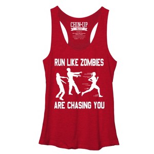 Women's CHIN UP Zombies are Chasing You Racerback Tank Top - 1 of 3