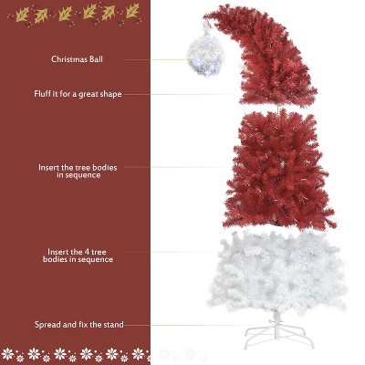 6FT Red and White Bendable Top Christmas Tree with LED Lights