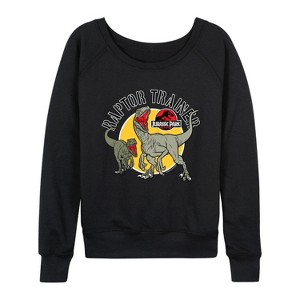 Women's - Jurassic World - Raptor Trainer Lightweight French Terry Wide Neck Long Sleeve Graphic Shirt - 1 of 4