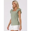 INSPIRE CHIC Women's Summer Gingham Square Neck Ruffle Sleeve Blouse - 3 of 4