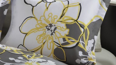 King Yellow and Grey Microfiber Floral Comforter Set