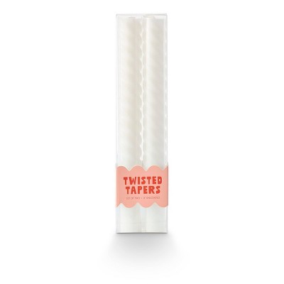 8" 2pk Twisted Taper Candle Beige - Bullseye's Playground™