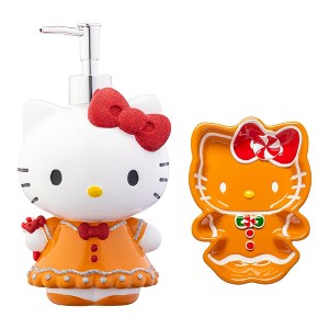 Hello Kitty Gingerbread Christmas & Holiday Bathroom Lotion Pump & Soap Dish Decor Set - 1 of 4