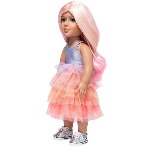 I'M A GIRLY Mia 18 Fashion Doll with Cotton Candy Pink Interchangeable Wig  to Style