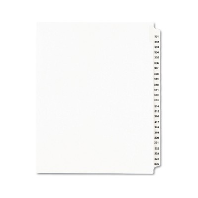 Avery-Style Legal Exhibit Side Tab Divider Title: 301-325 Letter White 01342